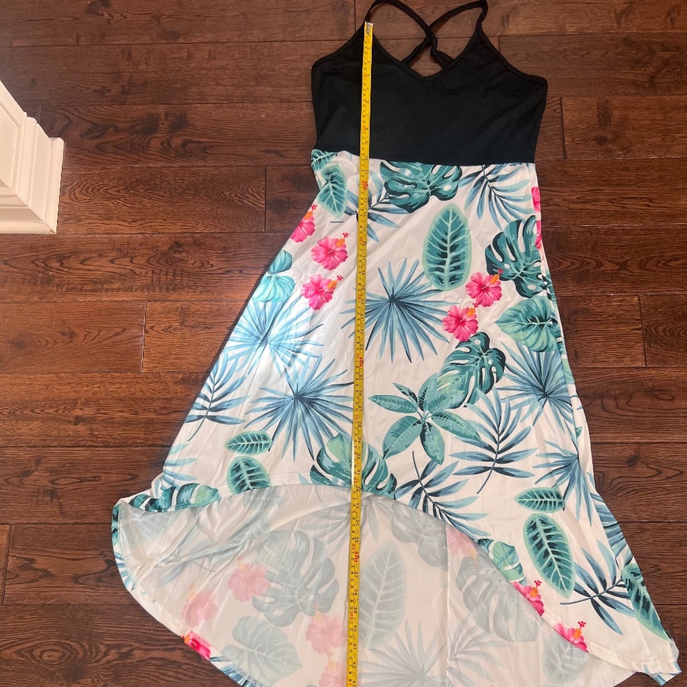 High Low Tropical Maxi Dress, Size Medium, NWT, Floral Asymmetrical - Picture 6 of 8